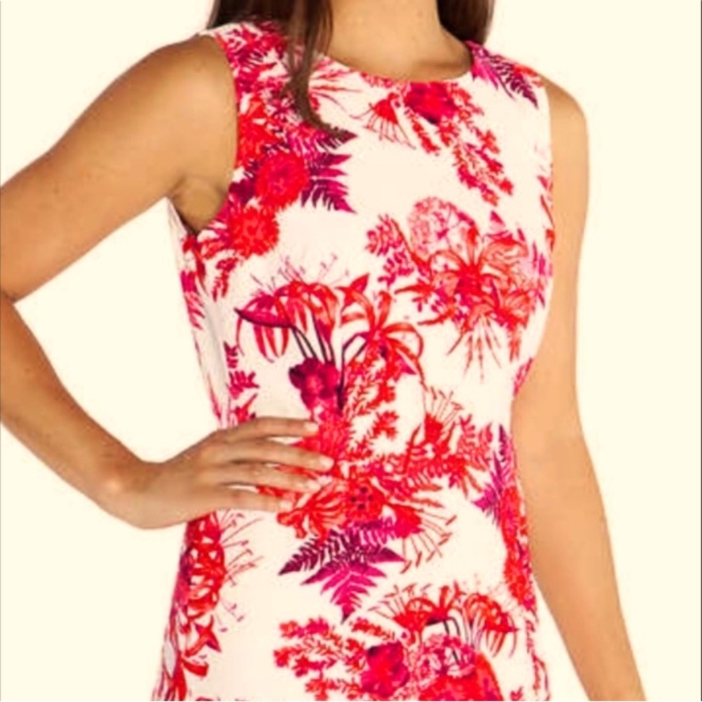 Sun Dress Floral Print Sleeveless Pink Fuchsia Made in Italy New With Tags 10